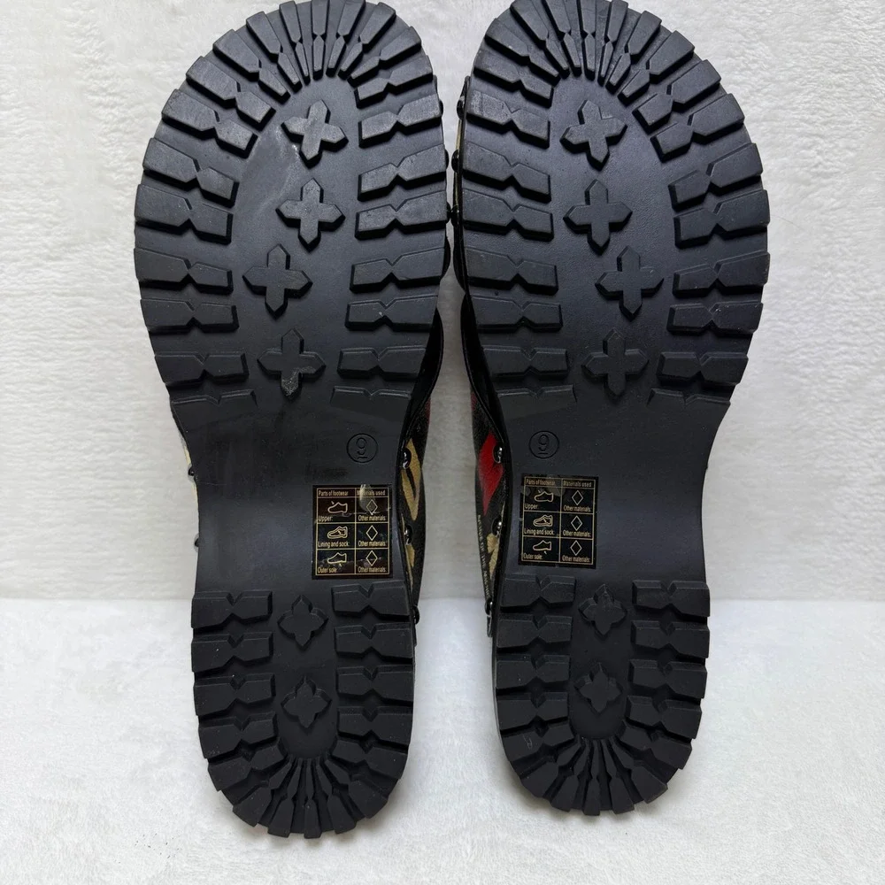 DKNY Womens Platform Slide Sandals Black Red White Crisscross Straps Studded